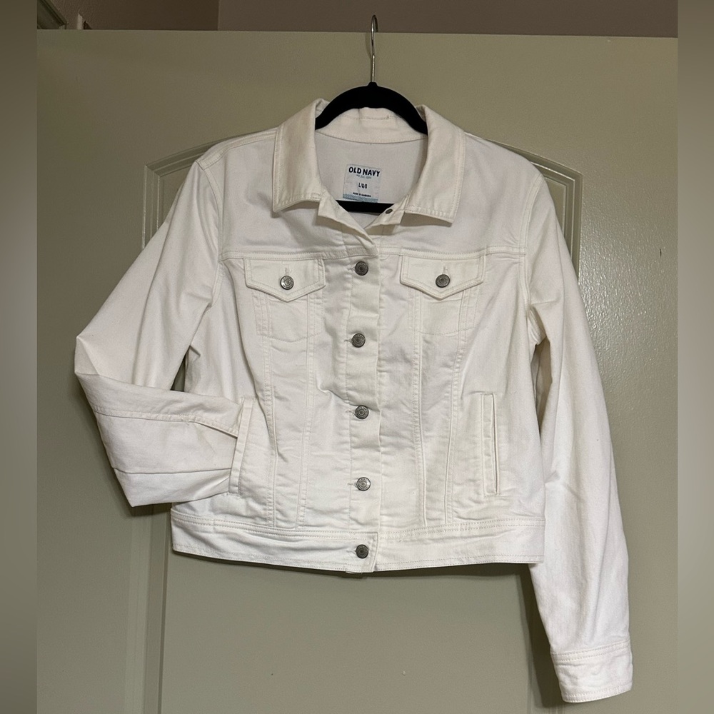 Old Navy Women's White Denim Jacket L